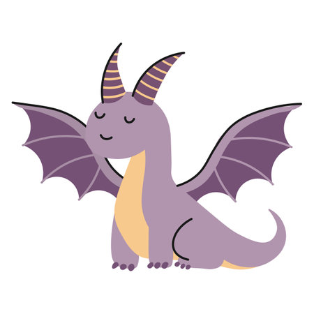 Cartoon cute purple dragon character. Vectorのイラスト素材