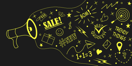 Creative promotion concept banner. Vector illustration for marketing, sales, advertising, promotion, social media, business.のイラスト素材