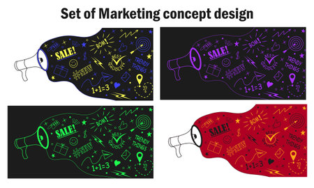 Set of promotion concept banner. Vector illustration for marketing, sales, advertising, promotion, social media.のイラスト素材