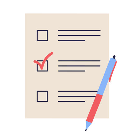 Ballot paper with a checkmark, symbolizing participation in an election campaign and voting 2024.のイラスト素材