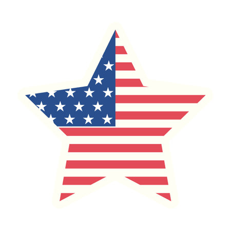Star shaped sticker promoting Vote 2024, symbolizing election campaign and civic participationのイラスト素材
