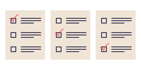 Ballot paper with a checkmark, symbolizing participation in an election campaign and voting 2024.のイラスト素材