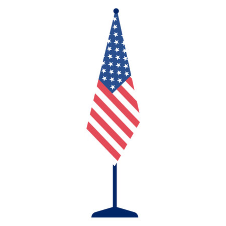 Flag of the United States of America on steel flagpole. Vote 2024 USA. Vector illustration.のイラスト素材
