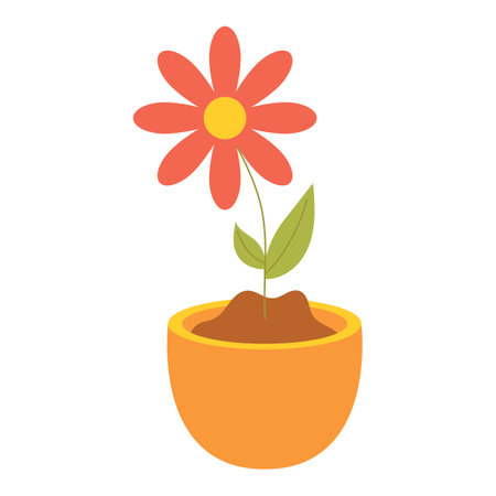 Flowers in a pot. Take care of nature. Vector illustration.のイラスト素材