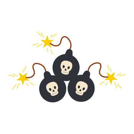 Classic bomb, featuring a vintage design with a fuse, often associated with historical warfare or pirate adventuresのイラスト素材
