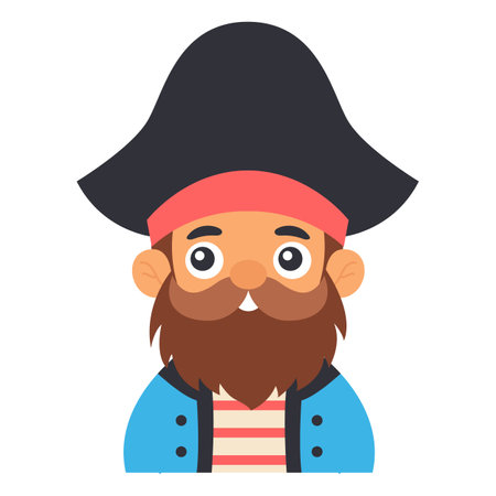 Cute pirate character, designed as a captain in vector style.のイラスト素材
