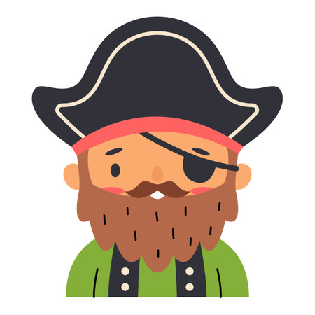 Cute pirate character, designed as a captain in vector style.のイラスト素材