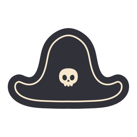 Vector illustration of a pirate hat, designed in a bold and playful style.のイラスト素材