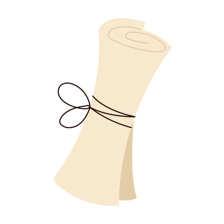 Scroll of ancient parchment, tied with a ribbon, evoking a sense of history and mysteryのイラスト素材