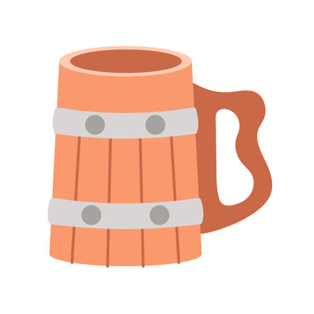 Oak drink mug for sauna, perfect for hot beverages, adding a rustic touch to relaxation.のイラスト素材