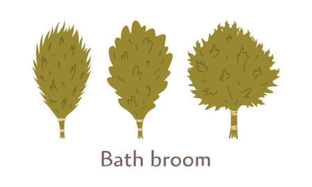 Classic bath broom for sauna rituals, ideal for relaxation, wellness, and steam therapyのイラスト素材