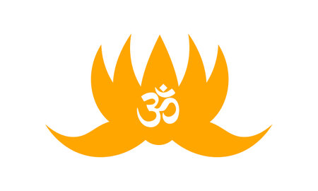 Lotus flower with Symbol of Hinduism. Lotus Blossoms. Vectorのイラスト素材