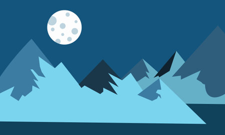 Vector illustration of mountain landscape in the nightのイラスト素材