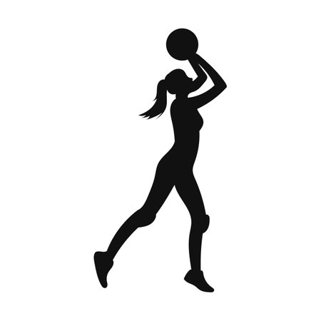 Vector silhouette of silhouette of woman with a ballのイラスト素材