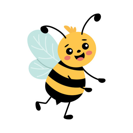 Honey bee looking for honey. Vector illustrationのイラスト素材