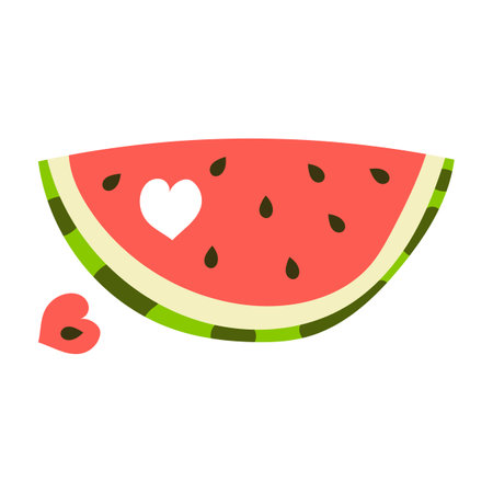 Watermelon slice with heart cut out in the pulp.のイラスト素材