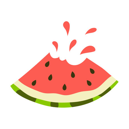 Watermelon slice with juicy splashes.のイラスト素材