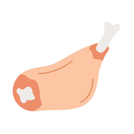 Chicken leg quarter, raw poultry, meat, food.のイラスト素材