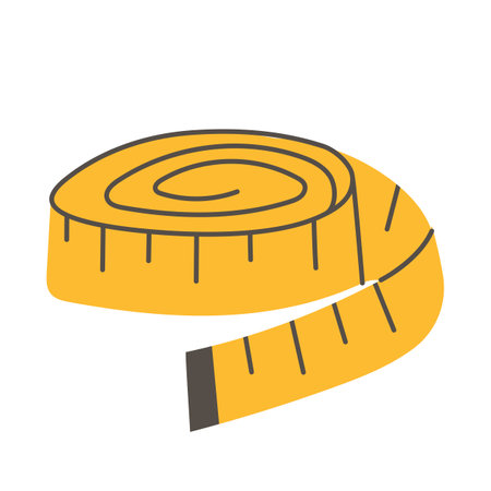 Yellow measuring tape icon. Sewing tool.のイラスト素材