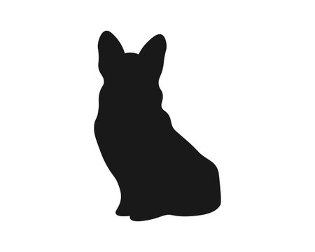 Dog silhouette. Corgi silhouette isolated on white background.のイラスト素材