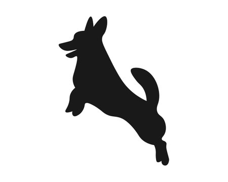 Dog silhouette. Corgi silhouette isolated on white background.のイラスト素材