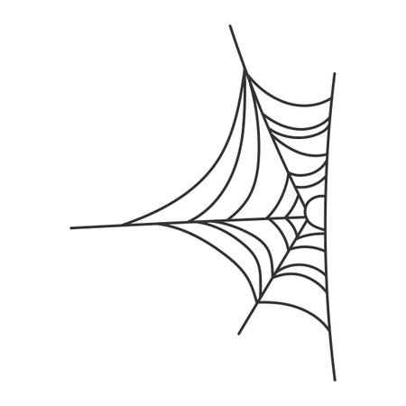 Black silhouette of cobweb. Decorative element for Halloween celebration. Vector illustration.のイラスト素材