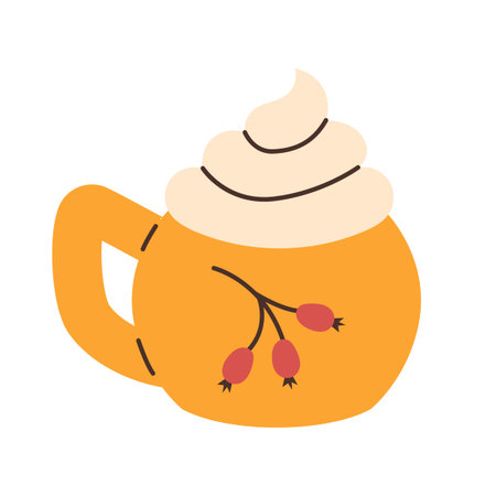 Creamy autumn drink with foam. Vector illustration.のイラスト素材