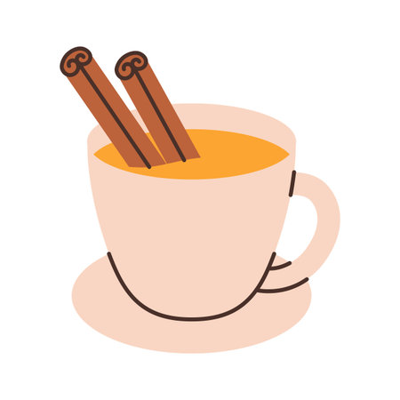 Autumn drink with cinnamon stick. Vector illustration.のイラスト素材