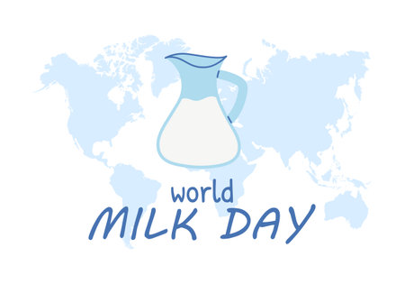 World Milk Day. Milk in a carafe. Background, banner, poster for June 1. Vector illustration.のイラスト素材