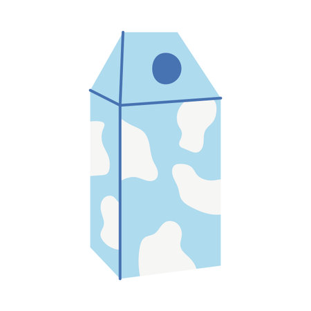Cow milk in carton packaging. Healthy drink. Vector illustration.のイラスト素材
