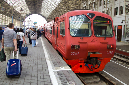Aeroexpress in Kiev railway station platformsのeditorial素材