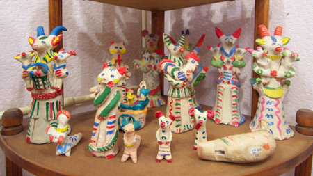 Kaluga, Russia - July 12, 2014, Kaluga Traditional clay toys.のeditorial素材
