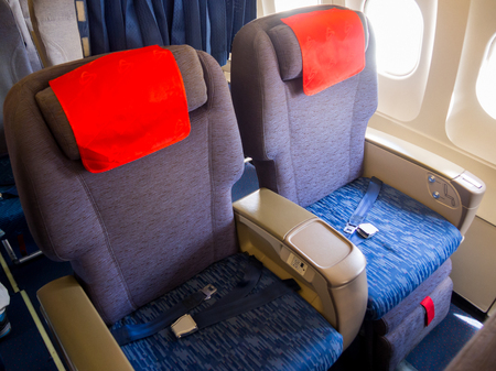 Places of business class in the cabin aircraftの写真素材