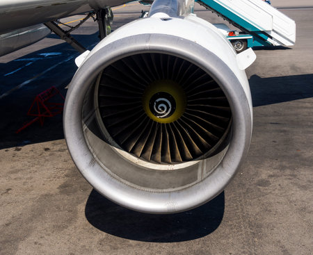 Moscow, Russia - June 01, 2016, The engine of the modern jetliner Airbus A321のeditorial素材