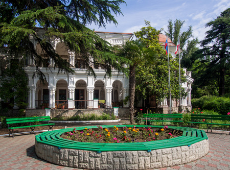 Alushta, Russia - June 03, 2016: View of the building of cottages merchant Stakheyevのeditorial素材