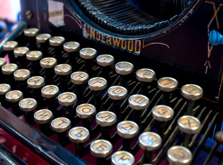 A fragment of an old printing company Underwood typewriterのeditorial素材