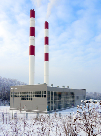 Saint-Petersburg, January 24, 2016: Combined heat and power station in the area of Osinovaya a grove, St. Petersburgのeditorial素材