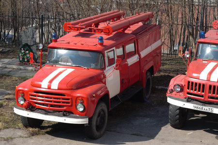Murmansk, Russia - May 30, 2010: Fire trucks stand on the street