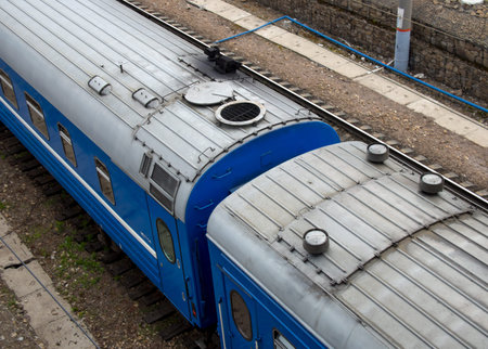 Fragment of passenger train, top view