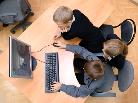Gadjievo, Russia - September 21, 2010: Students play a computer game