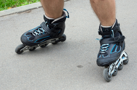 Voronezh, Russia - June 24, 2018: Man riding on roller skates on asphaltのeditorial素材
