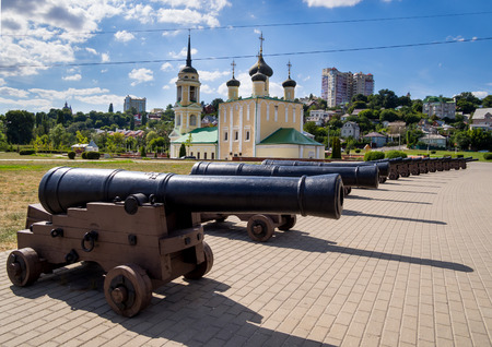 View of the Assumption Cathedral from the artillery battery, Admiralteyskaya Square, the city of Voronezhの写真素材