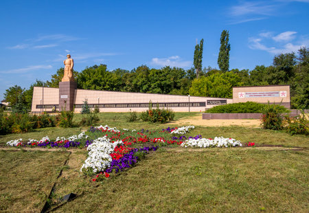 Semiluki, Russia - August 21, 2018: Memorial complex to fellow villagers who died during the war, the village of Semiluki, Voronezh Regionのeditorial素材
