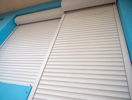 Protective roller shutters, closing windows and front doorのeditorial素材