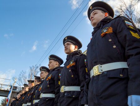 Murmansk, Russia - April 22, 2019: Order of the cadets of the Nakhimov Naval Schoolのeditorial素材