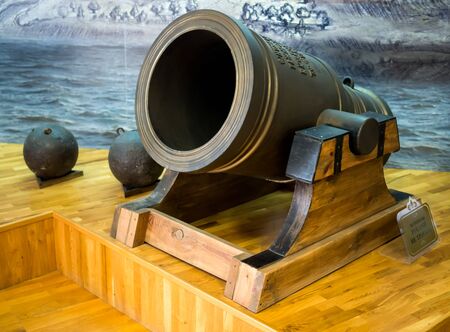 Azov, Russia - July 27, 2019: Model 15 pood siege mortarのeditorial素材