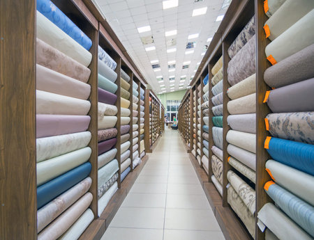 Wallpaper rows in a specialized goods store