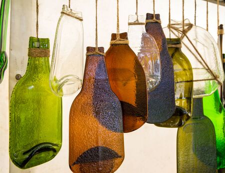 Crafts made from glass bottles after heat treatmentの写真素材