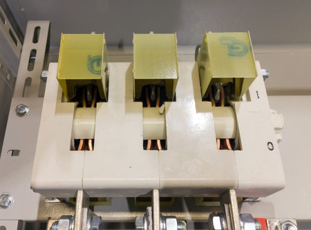Voronezh, Russia - December 17, 2019: Changeover switch with installed spark arrestor