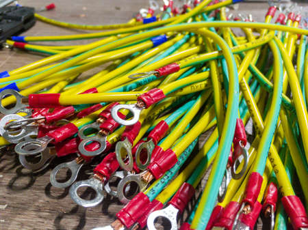 Voronezh, Russia - December17, 2019: Ground wires with screw lugsのeditorial素材